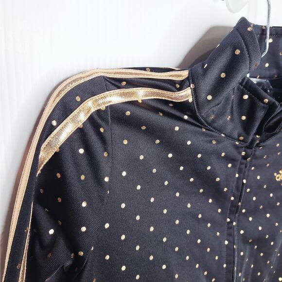 Adidas Kids Polka Dot Tracksuit Girls 6 Black Rose Gold Sweatsuit Outfit Holiday - Picture 11 of 13